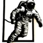 Zidna dekoracija astronauta u svemiru s modernim dizajnom.