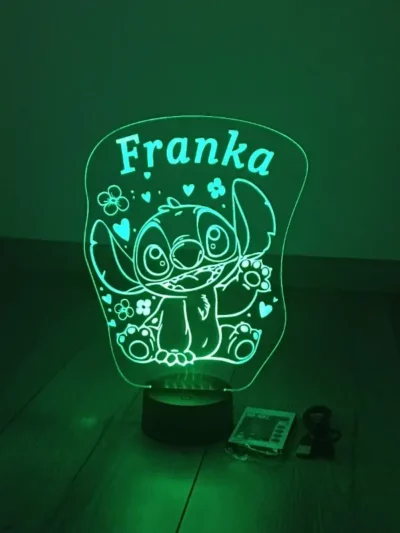 Personalizirana LED svjetiljka s ugraviranim likom Stitcha i imenom