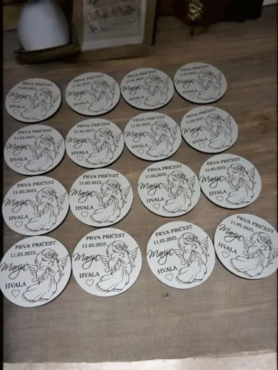 Magnet zahvalnica Prva pričest anđeo cura