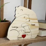 Personalizirana drvena obiteljska dekoracija medvjedi s imenima
