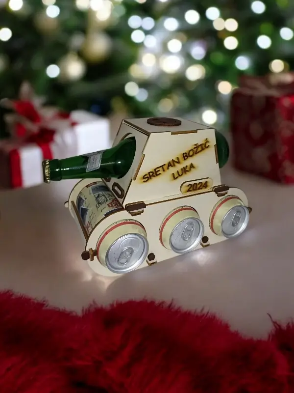 Drveni tenk držač boce poklon